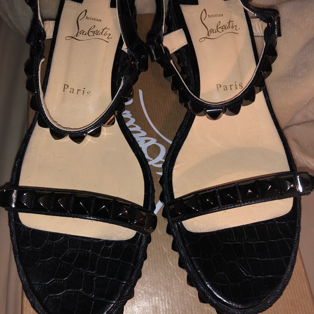 🔥SOLD🔥 Black Christian Louboutin Wedgr sandal